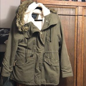 Jacket, fleece lined with fur lined hood